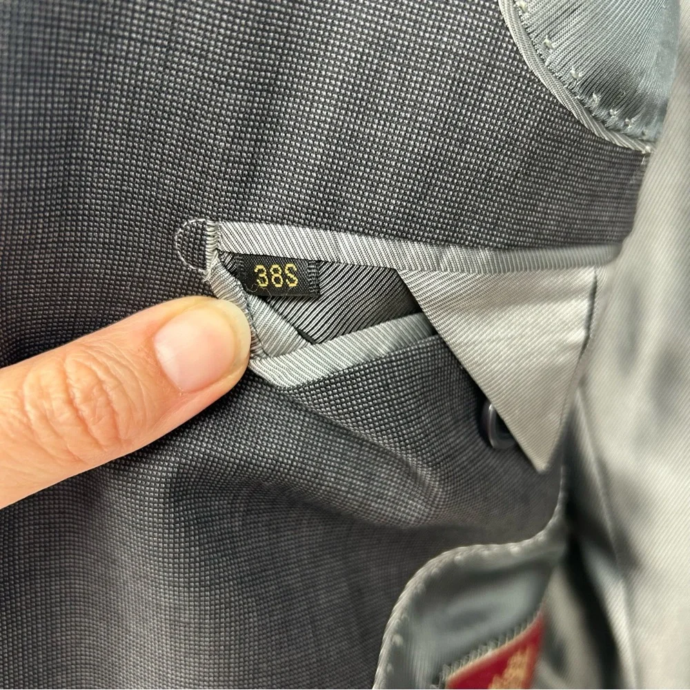 Montefino Uomo Super 120's Wool Gray 3‎ button blazer suit jacket 38S